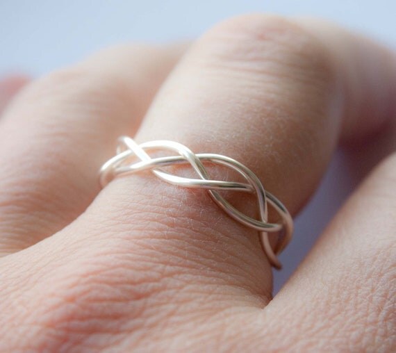 Adjustable Silver Braided Ring, Gifts under 20, bridal