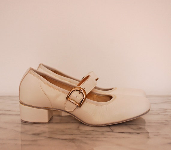 vintage Coast white square dance shoes with heel by littlepart