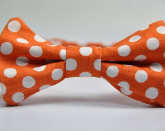 Boy's Bowtie - Orange and White Polka Dot Bow Tie - Children's Tie