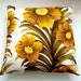 Vintage Fabric Patchwork Pillow / Cushion Cover - 15 inch square throw pillow - Golden Yellow and Olive Sunflower Floral Screenprint Fabri