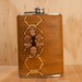 Hive Flask - Leather in Yellow, Silver and antique brown - Stainless Steel 8oz