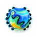 Rainbow Lampwork bead lentil blue focal. Free worldwide shipping