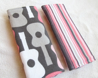 Reversible Car Seat Strap Covers - Groovy Guitar in Bloom - Seatbelt Covers