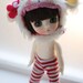 Latidoll yellow animal hat with fur chin strap - cream sheep