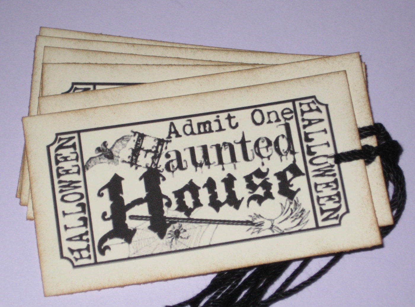 Halloween Haunted House Admit One ticket 8 Gift Tags