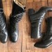 vintage black leather combat boots / size 6.5