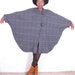 70s vintage amazing wool plaid gray cloak vest capelet cape shug jacket coat womens sm med lg
