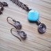 Turquoise Dyed Howlite Swirl Copper Wire Wrapped Pendant and Earrings Oxidized