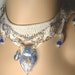 Thread Crochet Beaded Choker Blue and White
