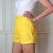 ON SALE Vintage 1970s Sunbusrt Yellow High Waisted Cuffed Camp Shorts sz 2