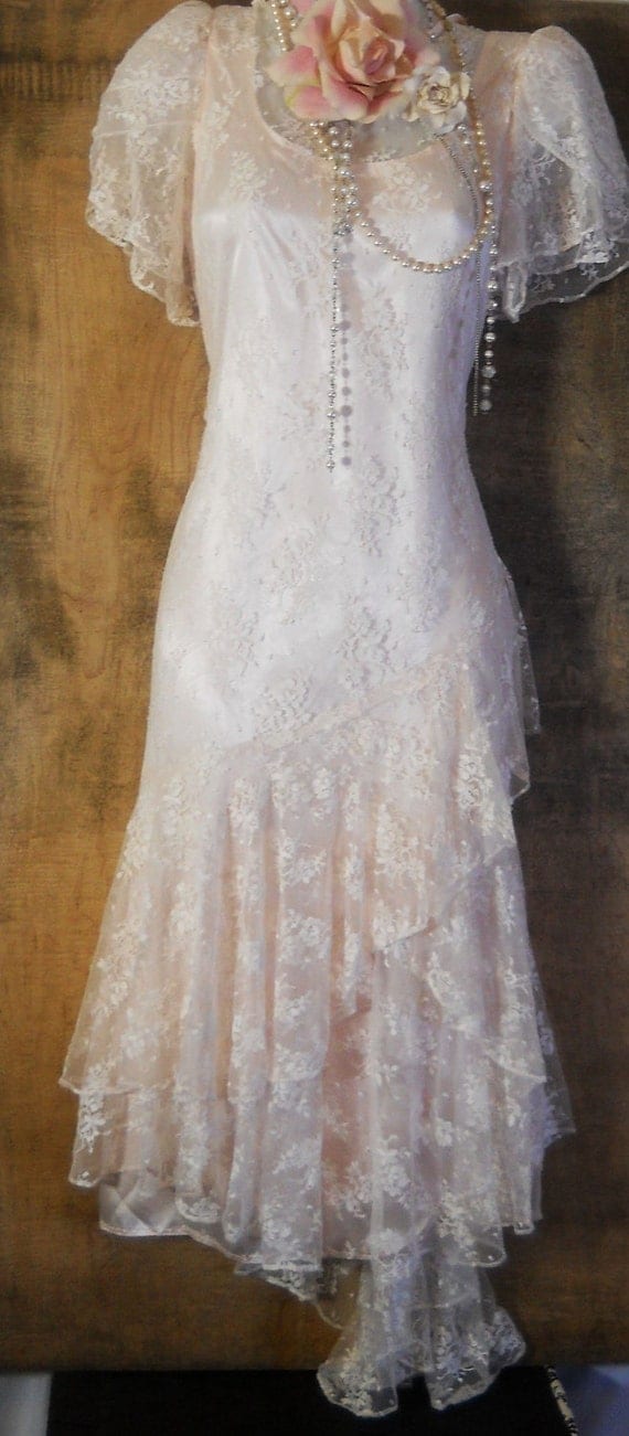 Cream lace dress vintage wedding bride romantic medium by