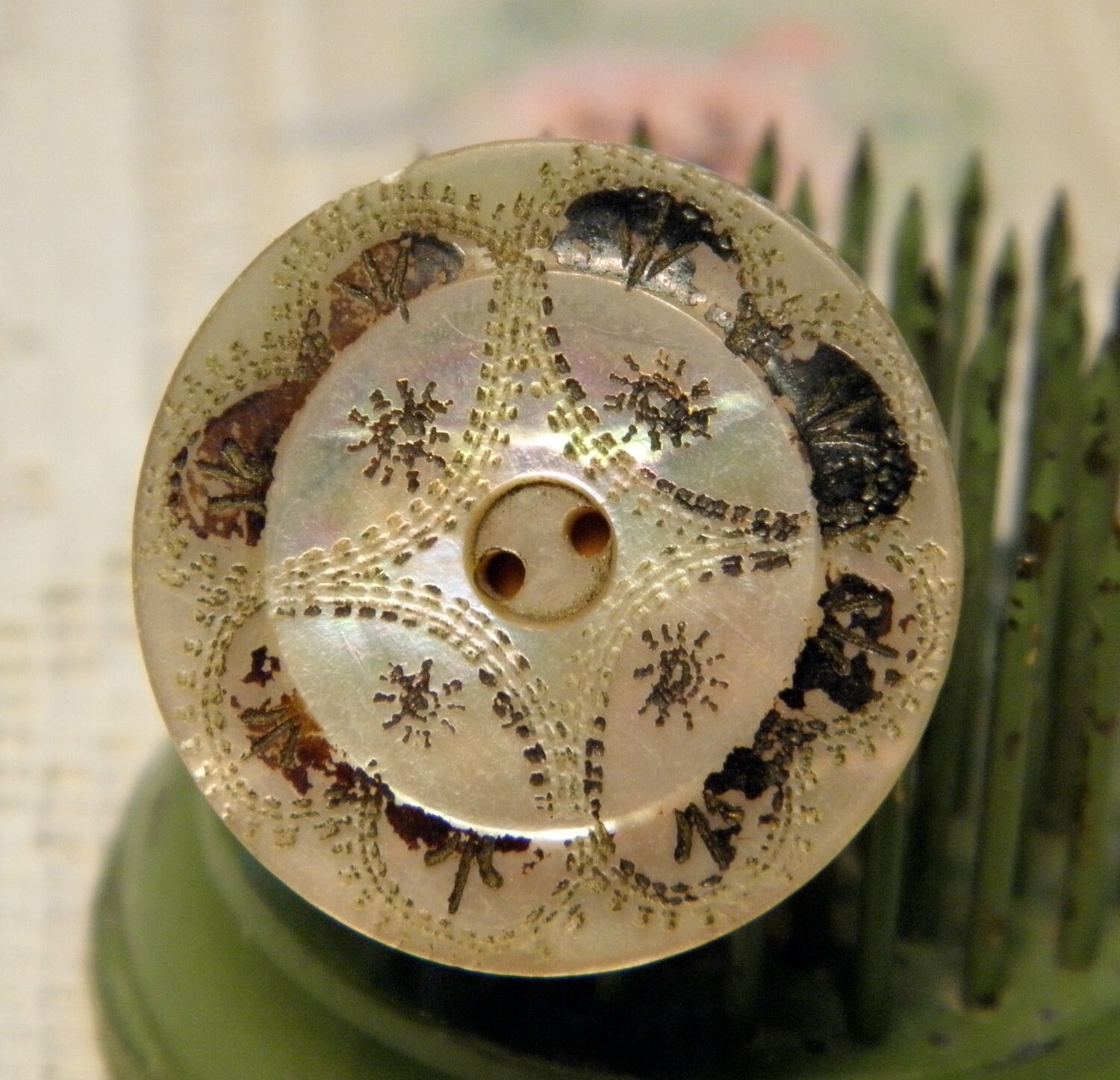 Vintage Buttons Carved Mother of Pearl by ohmymilky on Etsy