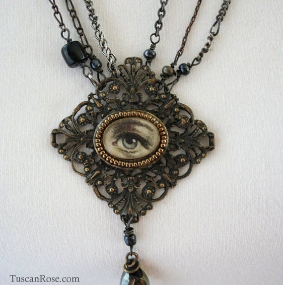 ON SALE Necklace 1004 gypsy talisman evil eye protective