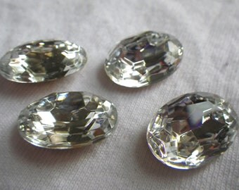 Crystal Clear Faceted Foiled Glass 18X13mm Oval Jewels 4 Pcs