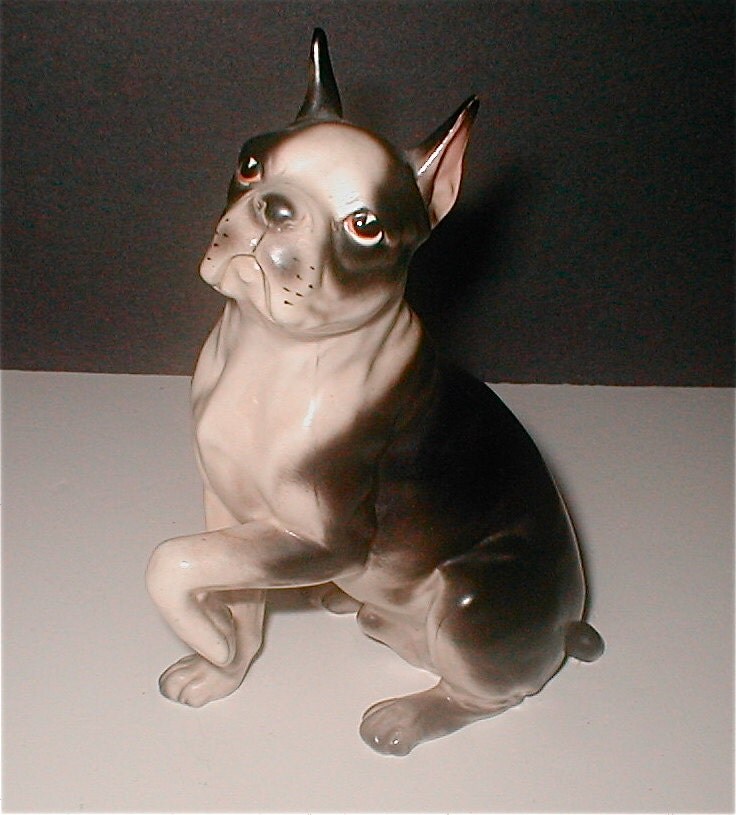 Boston Terrier Porcelain Figurine Vintage 50s Made in Japan