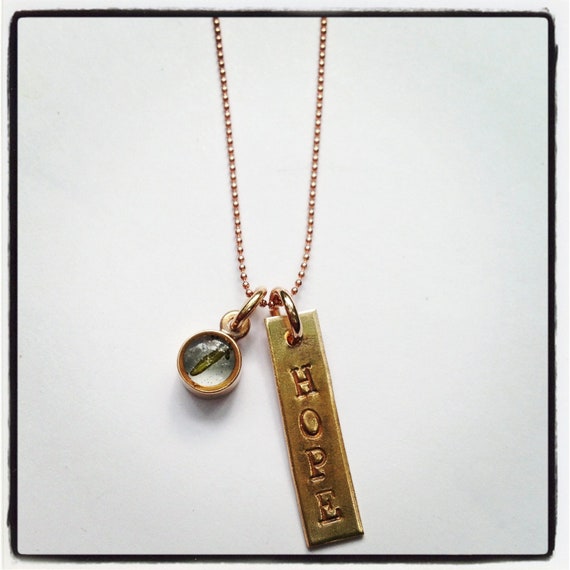 Items similar to Handstamped Hope and Thyme Charm Necklace Symbolic