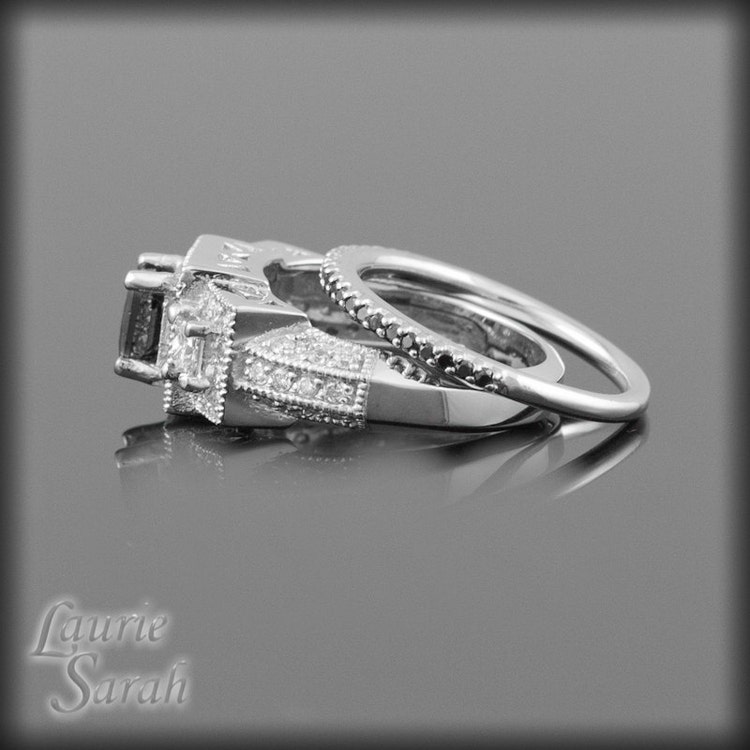 Princess Cut Black Diamond Engagement Ring by LaurieSarahDesigns
