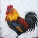 Rooster 563 24x24 inch original oil animal portrait painting by Roz