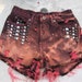 Summer Sale High Waisted Guess Studded Cut off Repurposed Red Nebula Galaxy and Black Big Bang Art Shorts