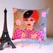 FIFI LA FEMME Hand Painted Pillow/ Funny Quote (I want my cake and eat it too.) Decorative Art Pillow/ Gift Under 25 Dollars