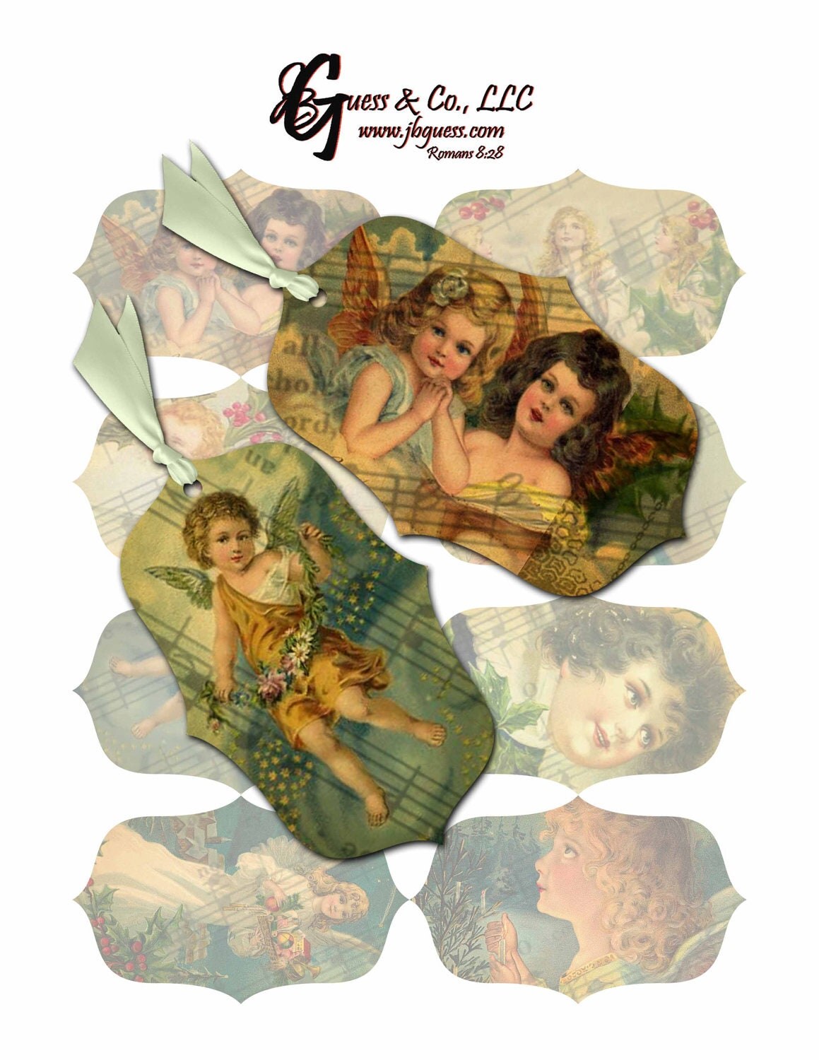 Christmas Angel Printable Tags Instant Download