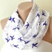 Infinity Scarf Loop Scarf Circle Scarf Cowl Scarf Bird is flying Chiffon and Coton... Scarf...birds