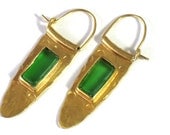 Gold Sea Glass Hoops-Gold Plated Brass Hoops-Statement Earrings-Goldplated Beachglass Hoops-Artisan handmade jewelry Gold Sea Glass Hoops-Gold Plated Brass Hoops-Statement Earrings-Goldplated Beachglass Hoops-Artisan handmade jewelry