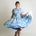 Vintage Lolita Dress - H Bar C 1970s Botanical Pastel Sky Blue Aquamarine Floral Dolly Dress - Medium Patio