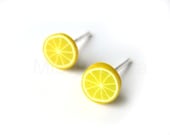 Lemon Earring Studs - Yellow Lemon Earring Posts - Lemon Fruit Earrings - Yellow Jewelry - Free Shipping