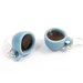 Coffee Cup Dangle Earrings - Light Blue Coffee Cup Earrings - Sterling Silver Earrings - Blue Brown - Free Shipping Etsy