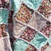 Rag Quilt, Floral and Dot, Browns, Greens, Aqua, Blue, Rose, Flannel Lap Quilt