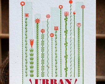 Urban Gardening mini letterpress print