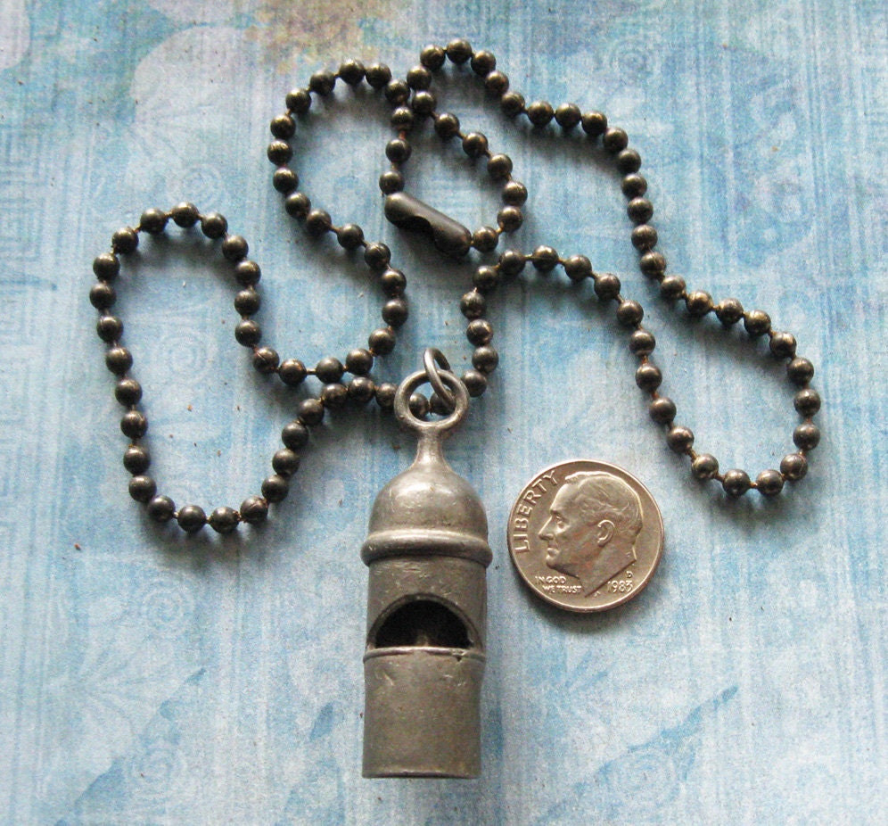 Antique Pewter Whistle Train Conductor Bobby Whistle by FOUNDLINGS