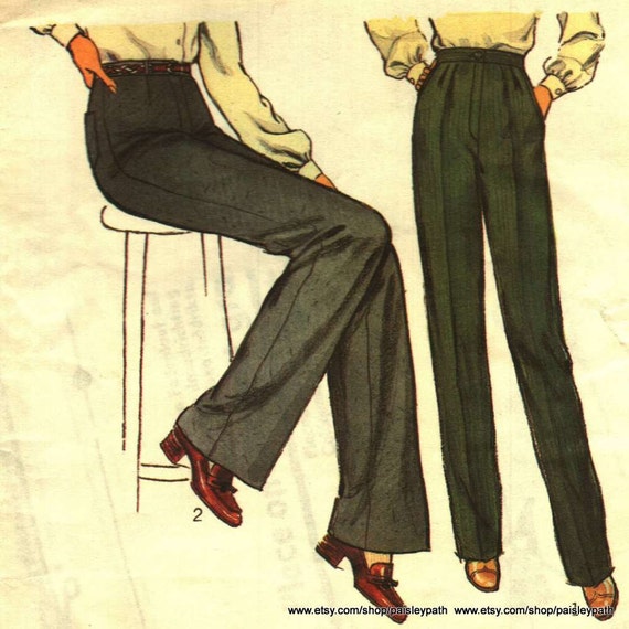 1970s Vintage Womens Pants Trousers Sewing pattern waist 67cm