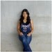 The Medusa - womens tank top - lace jellyfish screenprint on navy blue oversized viscose tanks - summer fashion