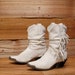 size 8.5 FRINGE white leather 80s SOUTHWEST slouchy metal ankle boots