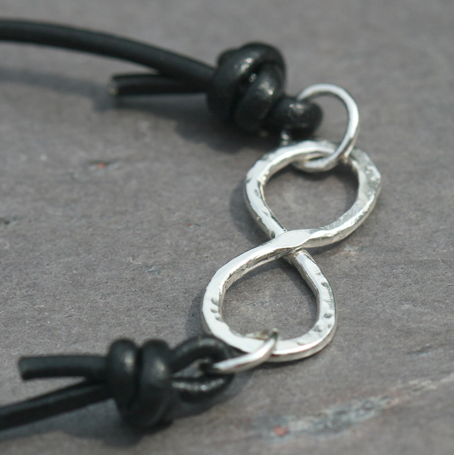 Infinity Bracelet Rustic Silver Infinity Bracelet Black