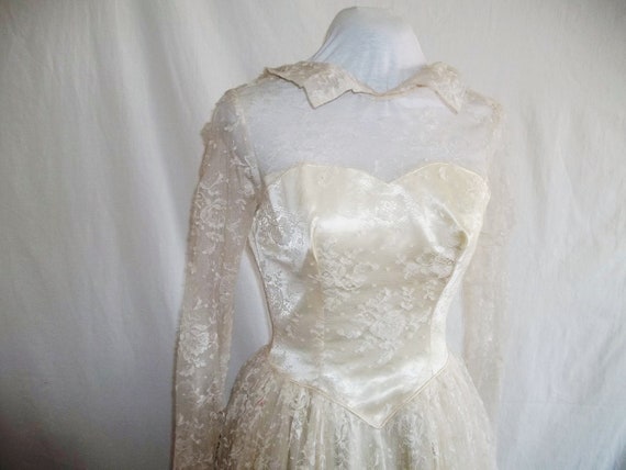 Vintage 1950s Tattered and Torn Wedding Dress size S