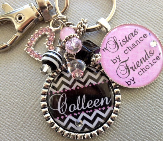 Personalized sister gift CHEVRON keychain Big Sister Little