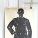 Giant Vintage Paper Target /  Poster, Man, Halloween, Black and White Decor