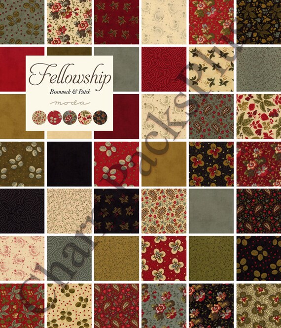 FELLOWSHIP Moda Charm Pack Five Inch Quilt Fabric Squares by