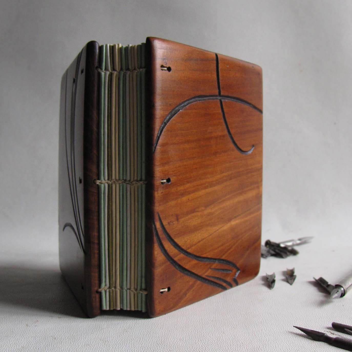 Wood book Blank journal Wooden covers from antique furniture