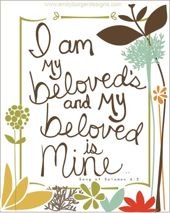 Items similar to I am my beloved's and my beloved is mine... 8 by 10 ...