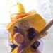 Halloween Felt Art Doll - Diva witch in the mustard hat - Halloween hanging ornament