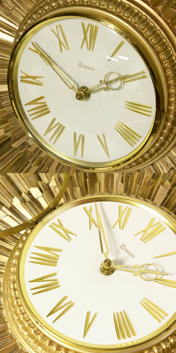 Vintage clock starburst sunburst Syroco wall clock