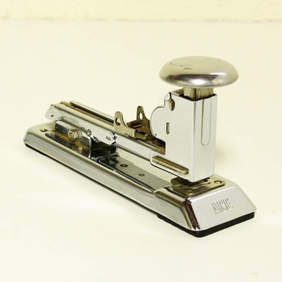 Vintage stapler Ace Pilot chrome metal Model by OldCottonwood