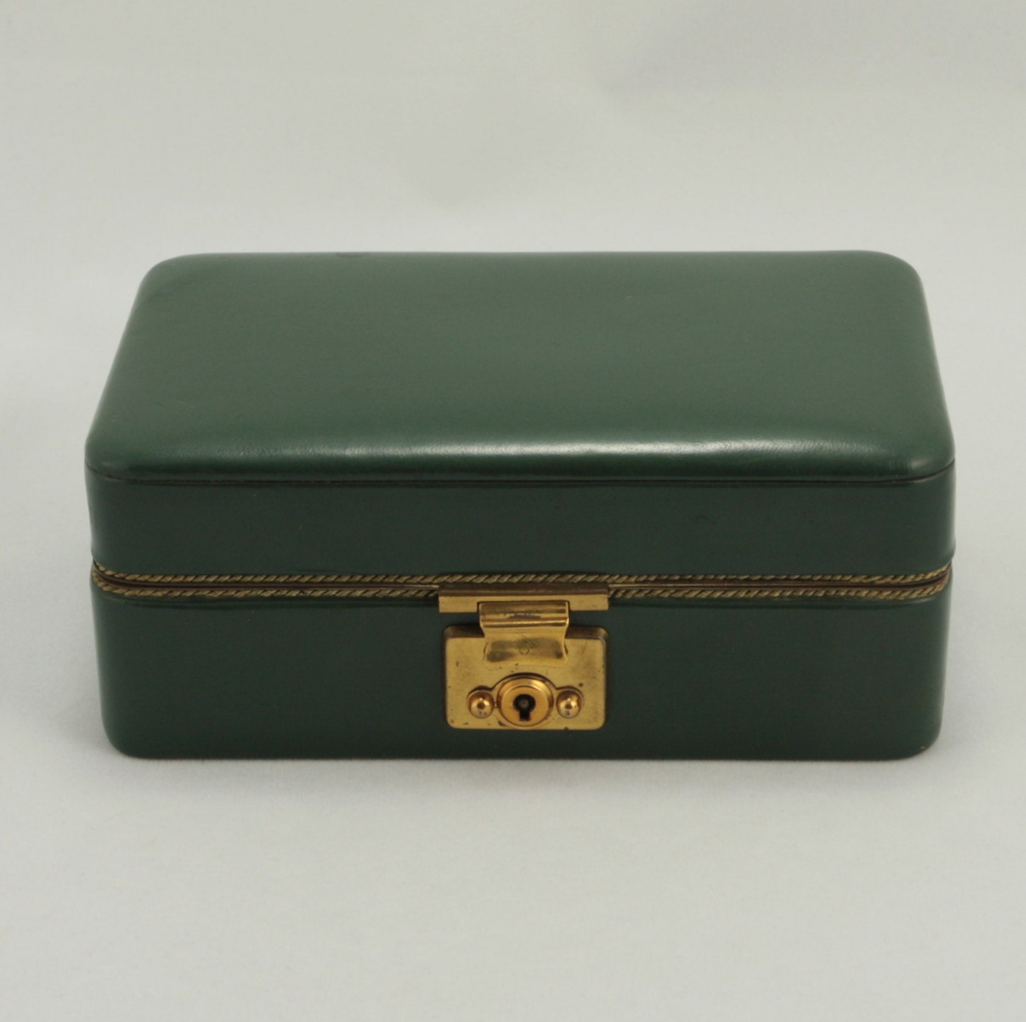 Travel Jewelry Box Green Leather 50's Vtg by charmings on Etsy