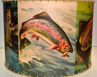 Retro TROUT FISHING Lamp Shade 12 x 12