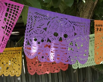 Dia de los muertos Large 18 foot long Tissue Paper Papel Picado Banner for your Fiesta - Day of the Dead