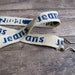 SALE // vintage 1970s stretchy elastic "jeans" belt in navy and neutral